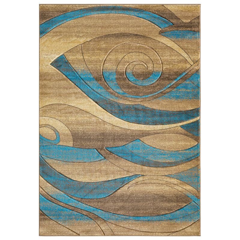 Wrought Studio Adonia Abstract Blue/Beige Area Rug & Reviews Wayfair